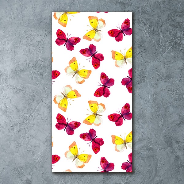 Quadro in vetro acrilico verticale Farfalle colorate