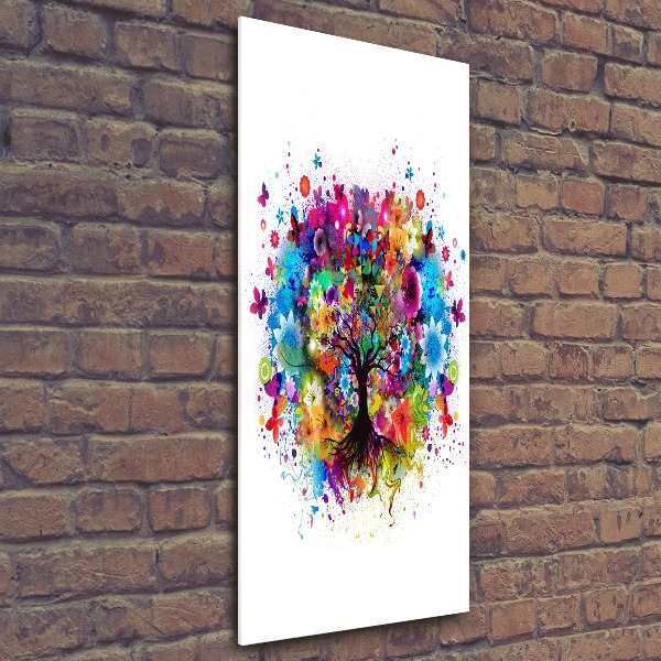 Quadro stampa su vetro acrilico verticale Albero astratto