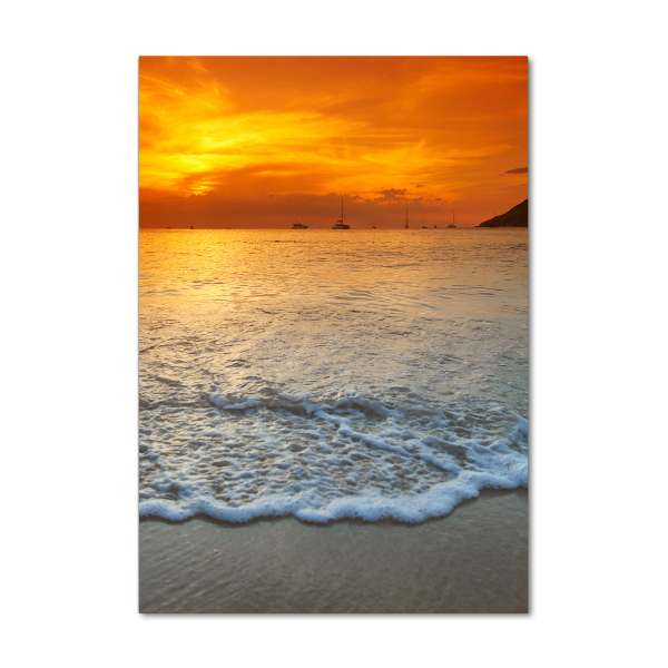 Quadro stampa su vetro acrilico verticale Tramonto