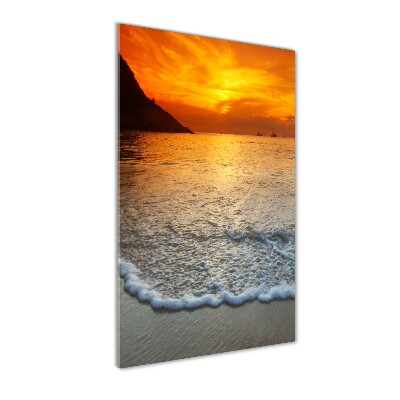 Quadro stampa su vetro acrilico verticale Tramonto