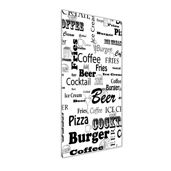 Quadro in vetro acrilico verticale Menù del ristorante
