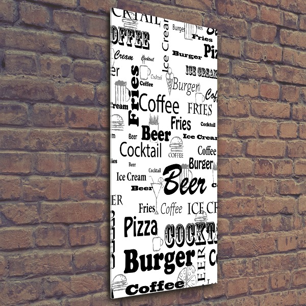 Quadro in vetro acrilico verticale Menù del ristorante