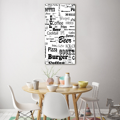 Quadro in vetro acrilico verticale Menù del ristorante