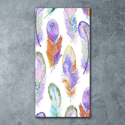 Quadro in vetro acrilico verticale Piume colorate