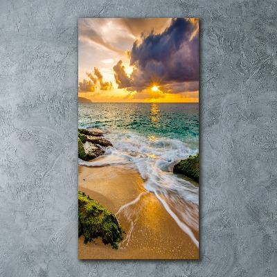 Quadro vetro acrilico verticale Mare al tramonto