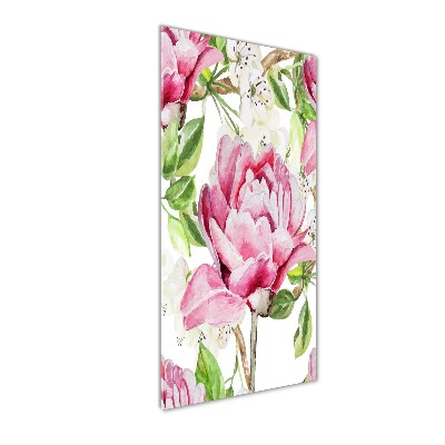 Quadro acrilico verticale Peonia