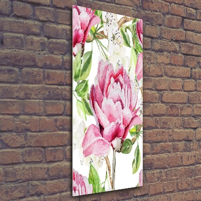 Quadro acrilico verticale Peonia