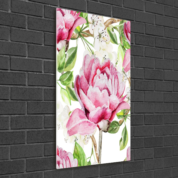 Quadro acrilico verticale Peonia