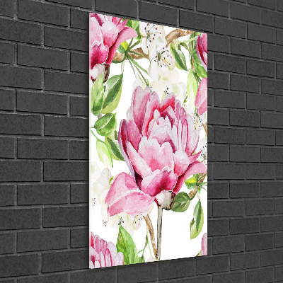 Quadro acrilico verticale Peonia