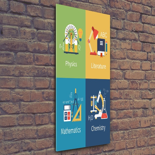 Quadro in vetro acrilico verticale Materie scolastiche
