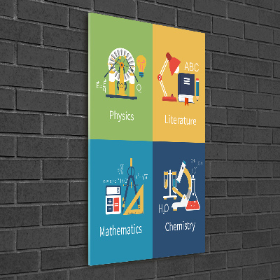 Quadro in vetro acrilico verticale Materie scolastiche