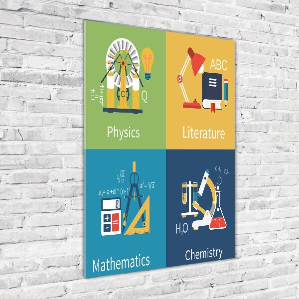 Quadro in vetro acrilico verticale Materie scolastiche