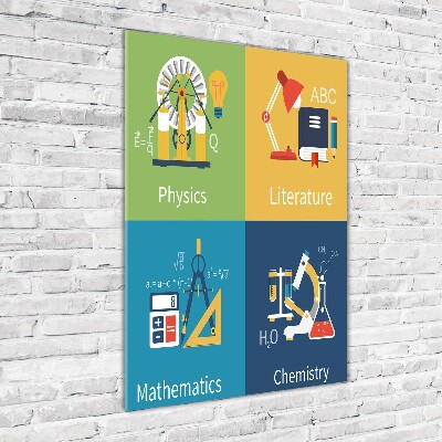 Quadro in vetro acrilico verticale Materie scolastiche
