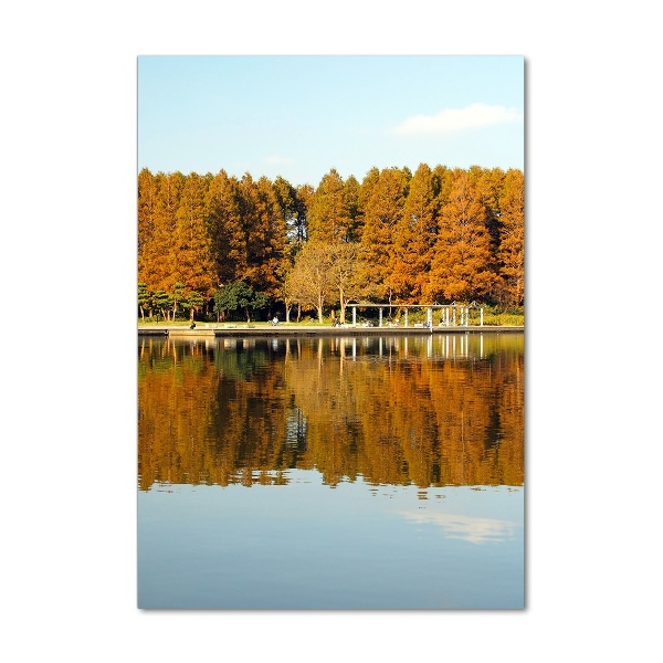 Quadro stampa su vetro acrilico verticale Parco in autunno