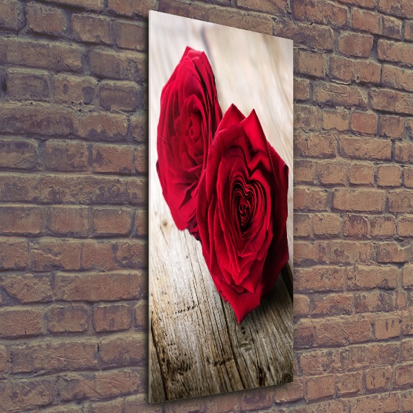 Quadro in vetro acrilico verticale Rose rosse