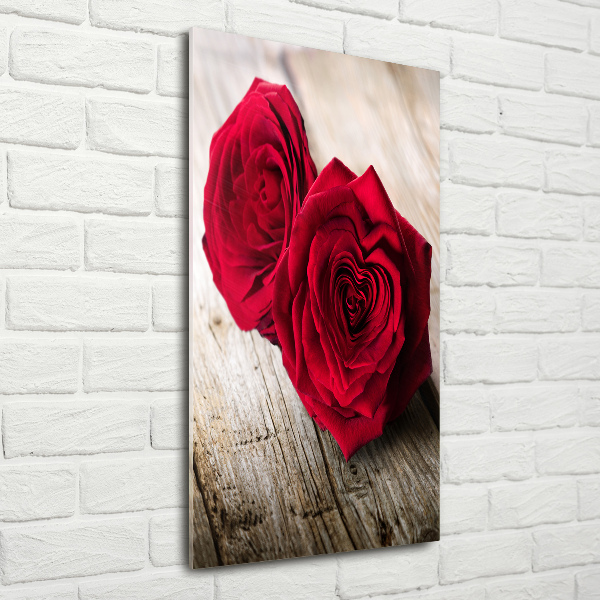 Quadro in vetro acrilico verticale Rose rosse