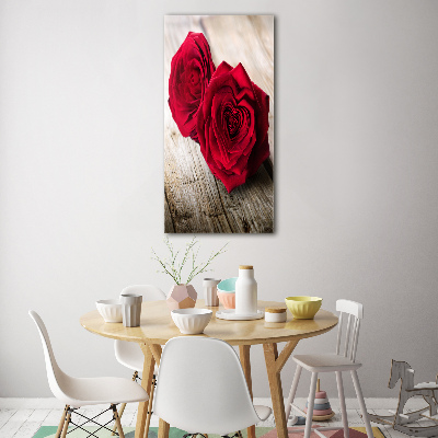 Quadro in vetro acrilico verticale Rose rosse