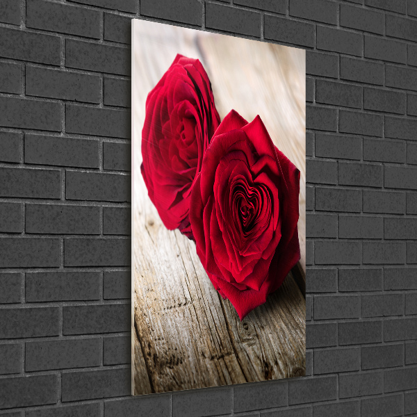 Quadro in vetro acrilico verticale Rose rosse