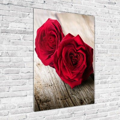 Quadro in vetro acrilico verticale Rose rosse