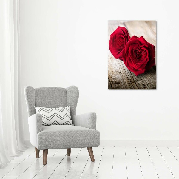 Quadro in vetro acrilico verticale Rose rosse