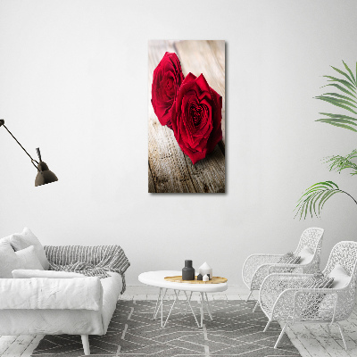 Quadro in vetro acrilico verticale Rose rosse