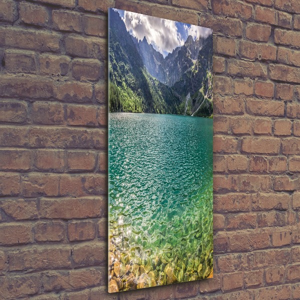 Quadro vetro acrilico verticale Lago tra le montagne