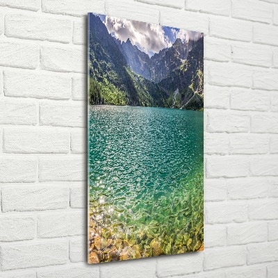 Quadro vetro acrilico verticale Lago tra le montagne