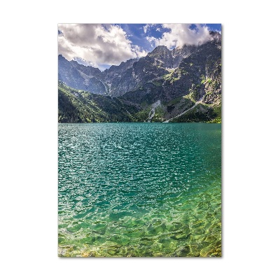 Quadro vetro acrilico verticale Lago tra le montagne