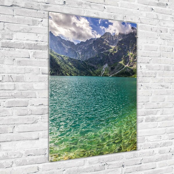 Quadro vetro acrilico verticale Lago tra le montagne