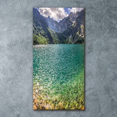 Quadro vetro acrilico verticale Lago tra le montagne