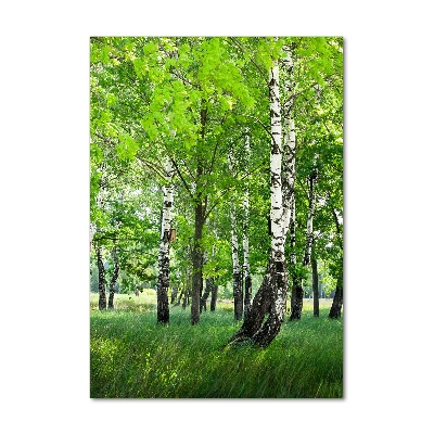 Quadro acrilico verticale Foresta di betulle