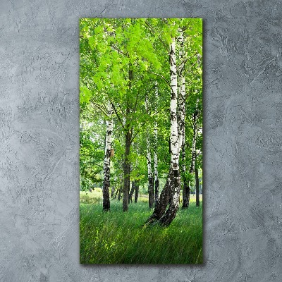 Quadro acrilico verticale Foresta di betulle