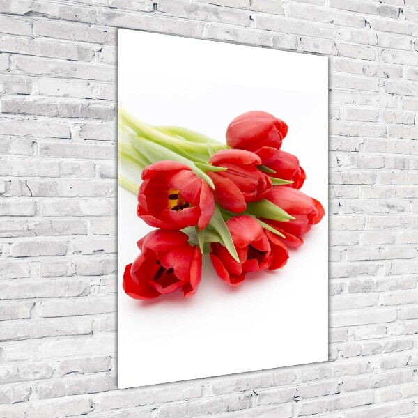 Quadro vetro acrilico verticale Fiore rosso