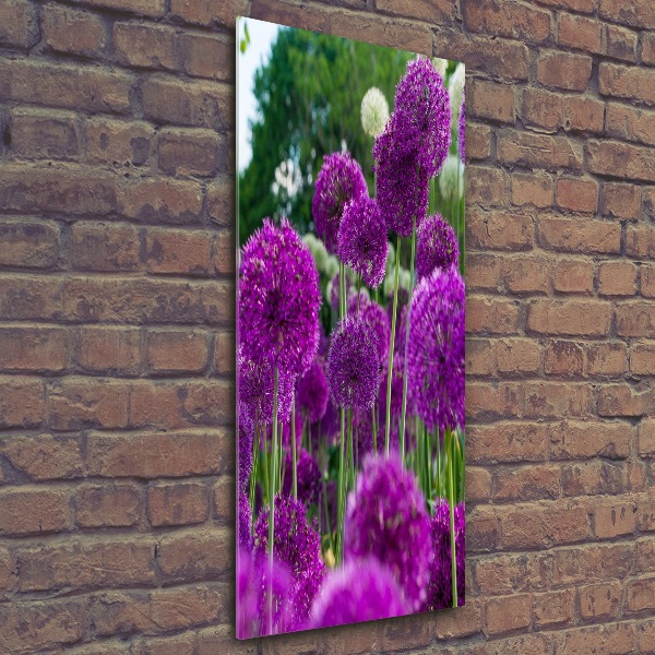 Quadro in vetro acrilico verticale Fiori d'aglio