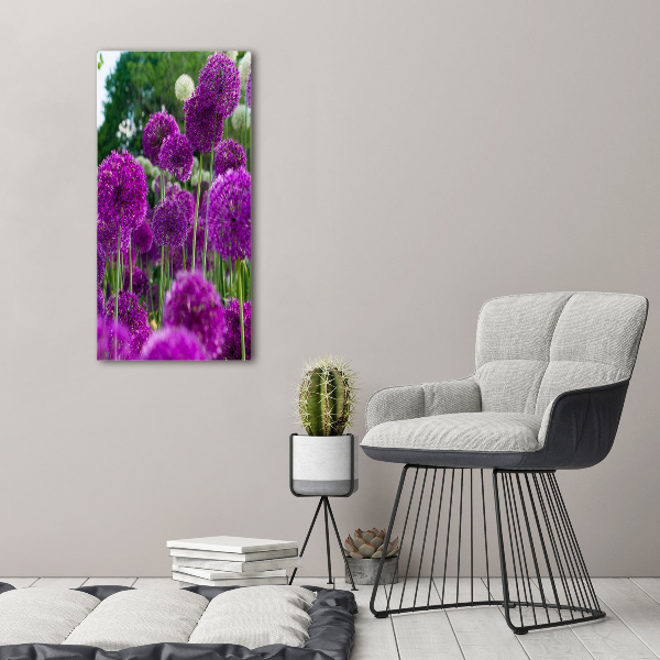 Quadro in vetro acrilico verticale Fiori d'aglio