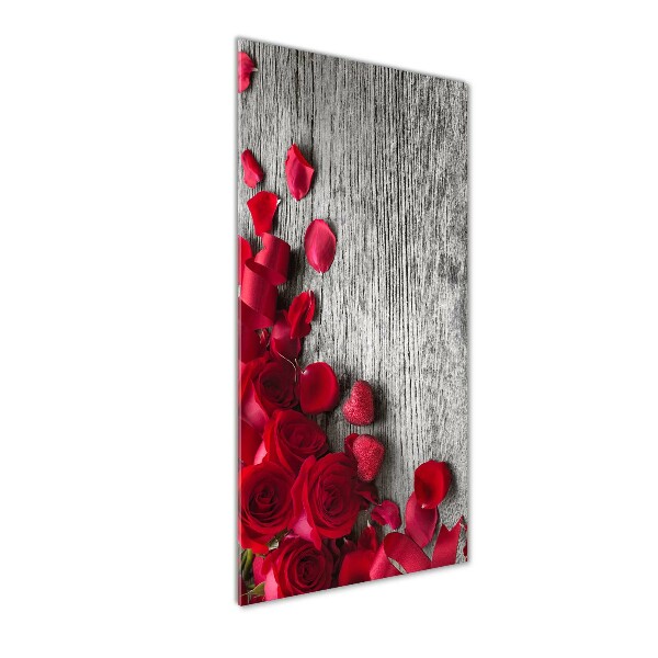 Quadro vetro acrilico verticale Rose rosse