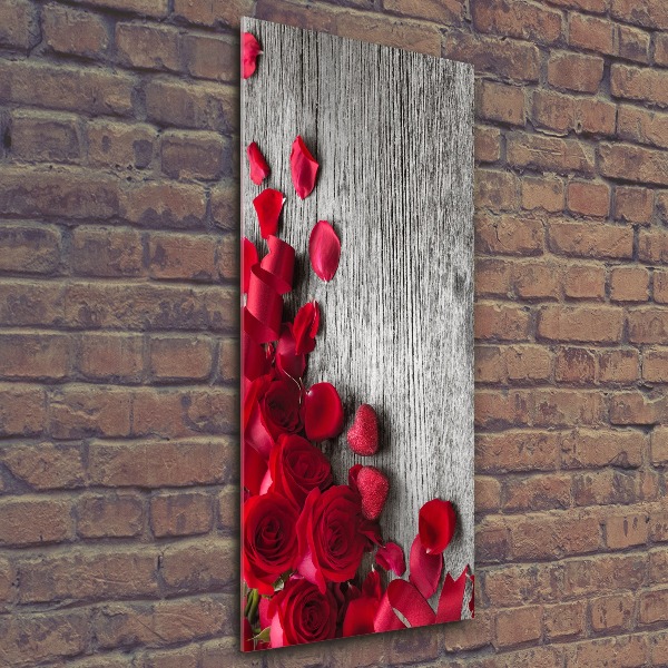 Quadro vetro acrilico verticale Rose rosse
