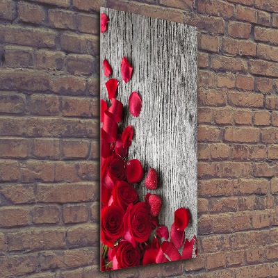 Quadro vetro acrilico verticale Rose rosse
