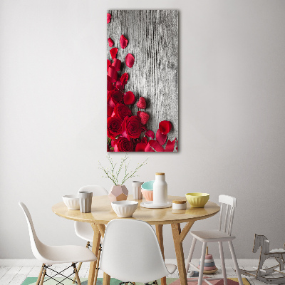 Quadro vetro acrilico verticale Rose rosse
