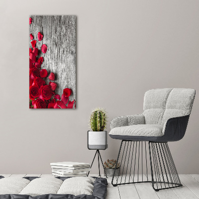 Quadro vetro acrilico verticale Rose rosse