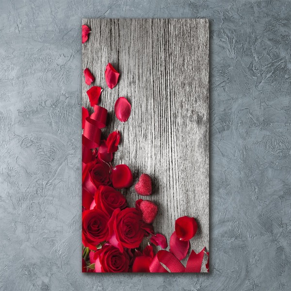 Quadro vetro acrilico verticale Rose rosse