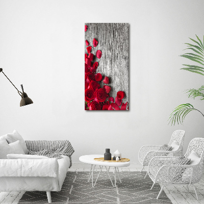 Quadro vetro acrilico verticale Rose rosse