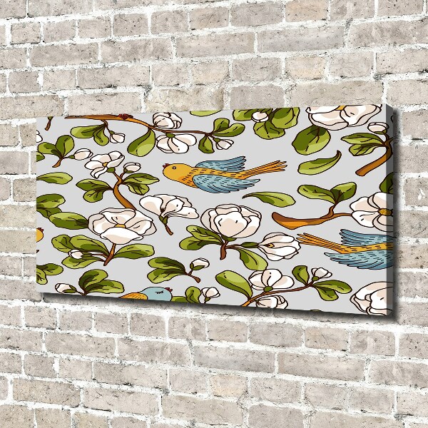 Quadro su tela Fiori e uccelli