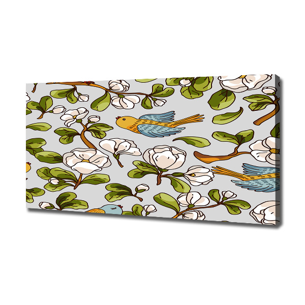 Quadro su tela Fiori e uccelli