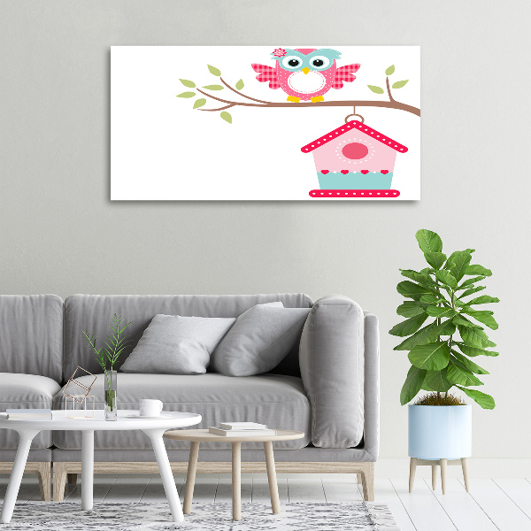 Foto quadro su tela Gufo su un ramo