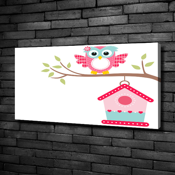 Foto quadro su tela Gufo su un ramo