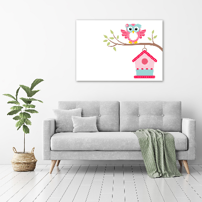 Foto quadro su tela Gufo su un ramo