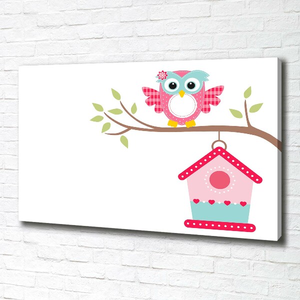 Foto quadro su tela Gufo su un ramo