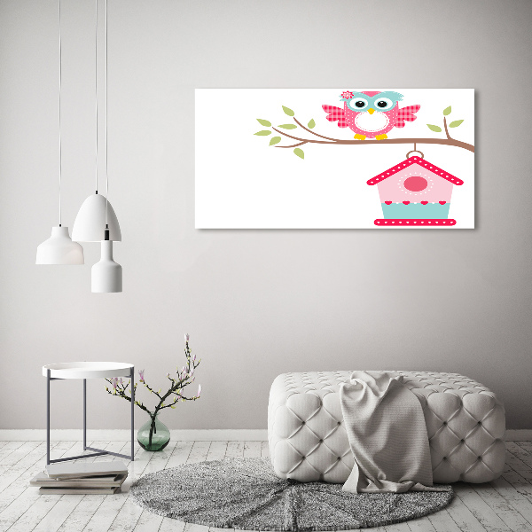 Foto quadro su tela Gufo su un ramo