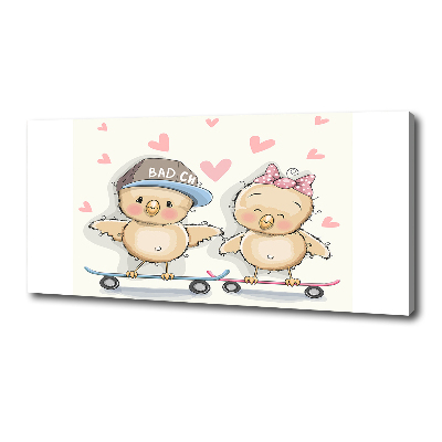 Quadro stampa su tela Uccelli su uno skateboard